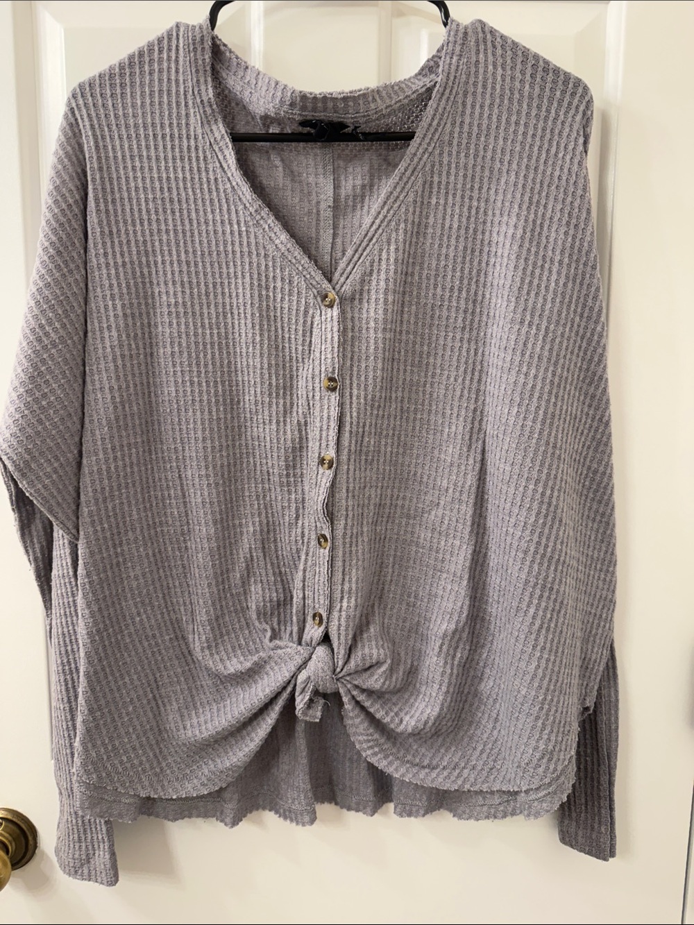 Urban Outfitters Gray Waffle Knit Top